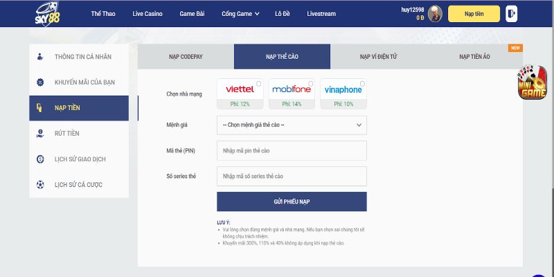 Nạp Tiền Sky88 An Toàn Và Chuẩn Xác Chỉ Sau 5 Phút 3 Nạp tiền Sky88 cùng một số chú ý cho người chơi